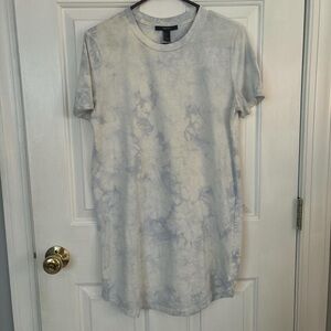Forever 21 Tye Dye T-Shirt Dress - White and Blue